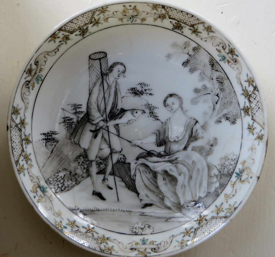 Chinese Export Grisaille Plate