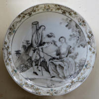 Chinese Export Grisaille Plate