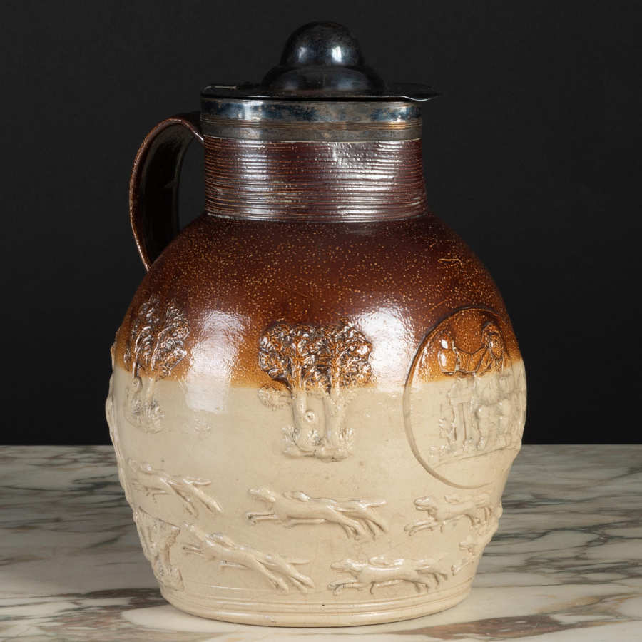 English Brown Stoneware Pitcher