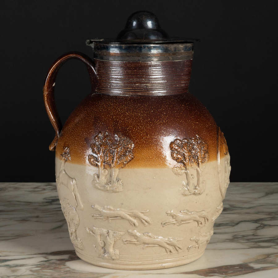 English Brown Stoneware Pitcher